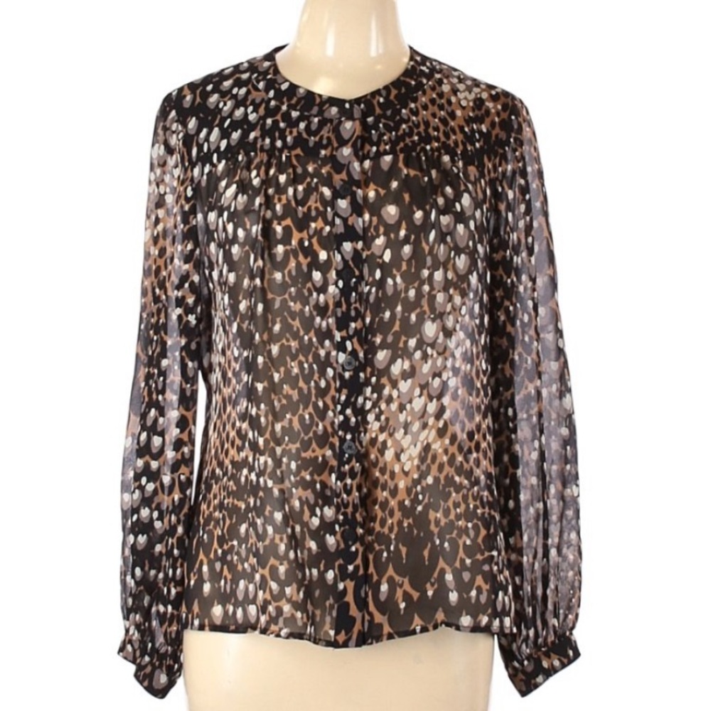 Trina Turk animal print silk blouse 1006